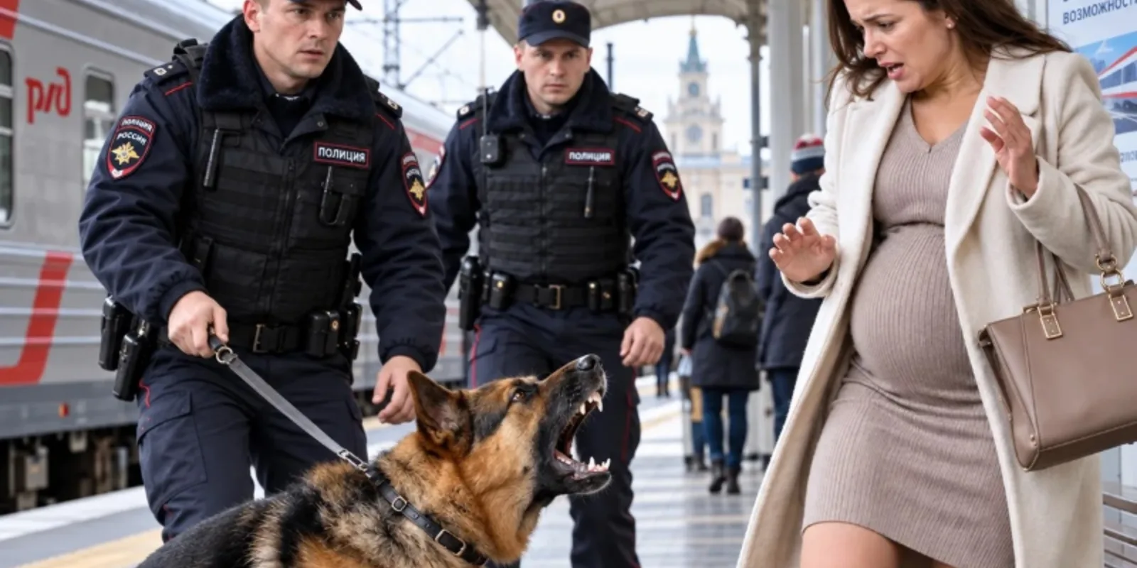 Собака не переставала лаять на беременную женщину на вокзале Москвы… Через 10 минут полицейские поняли причину, но было уже