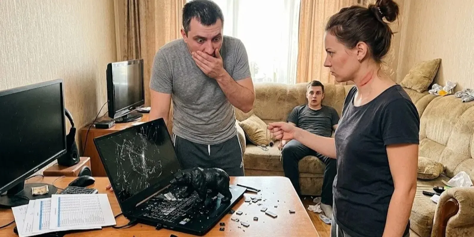 Муж сорвал с меня кулон: — Это на долги брата, овца! Через 5 минут он в ужасе смотрел на осколки своего ноутбука.